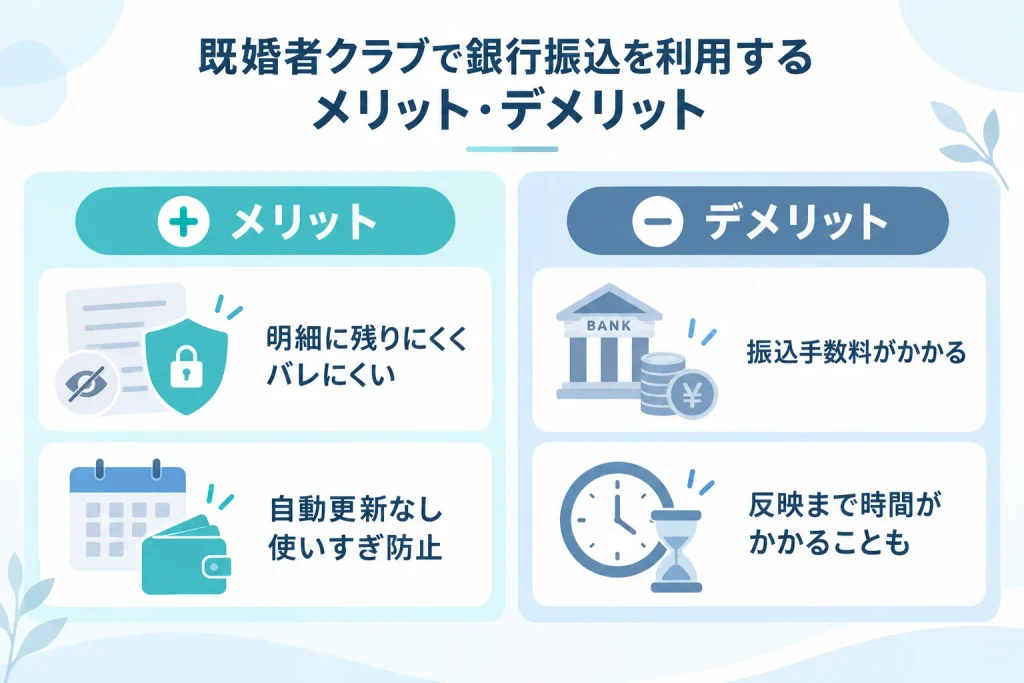 既婚者クラブで銀行振込を利用するメリット・デメリット