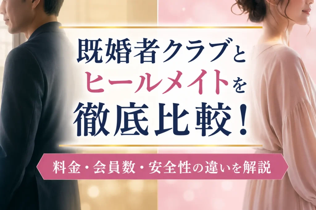 既婚者クラブとヒールメイトを徹底比較！料金・会員数・安全性の違いを解説
